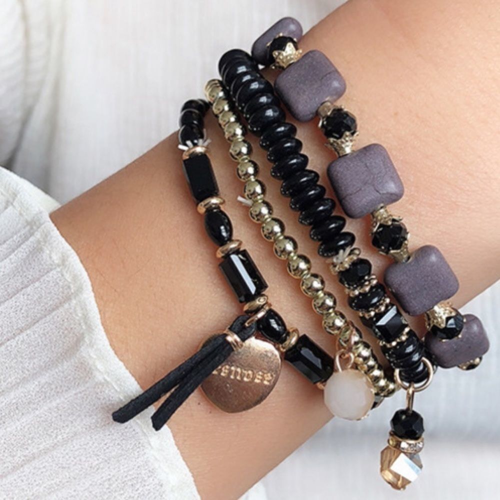 Bohemian Boho Chic Multi-Layer Beaded Bracelet Stack NEW